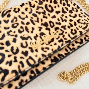 Leopard Print Crossbody Bag with Gold Chain